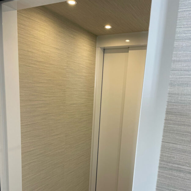 Crown Elevator home elevator installation in Stone Harbor NJ textured wall