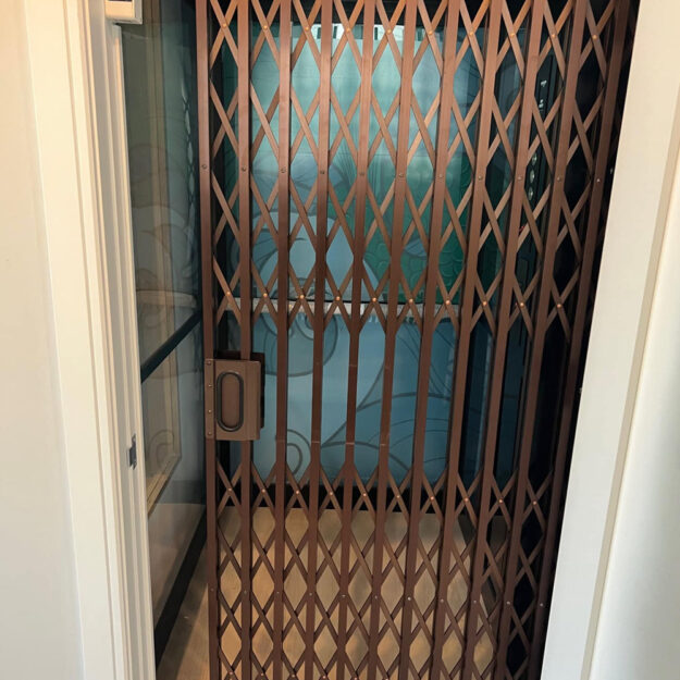 Crown Elevator New Jersey installs hoem elevator with mermaid artwork and bronze gates