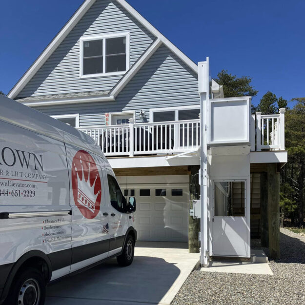 Crown Elevator New Jersey outdoor vertical lift at beach house