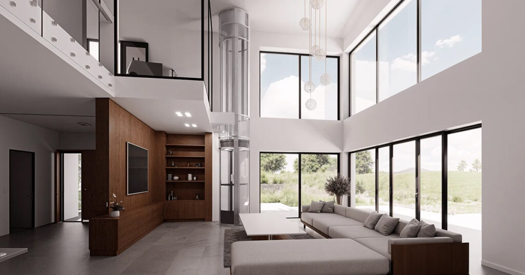 crown-elevator-levelup-shaftless-home-elevator-two-story Crown Elevator Levelup Shaftless home elevator