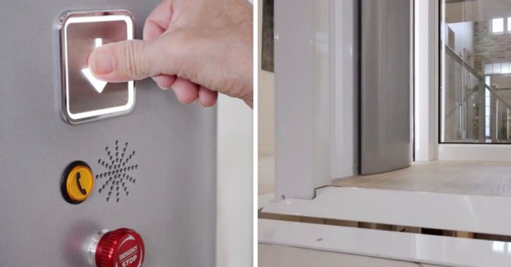 crown elevator Savaria lift easy to see buttons and sloped threshold Crown Elevator Savaria Lift has easy to use buttons and a sloped floor for easy access.